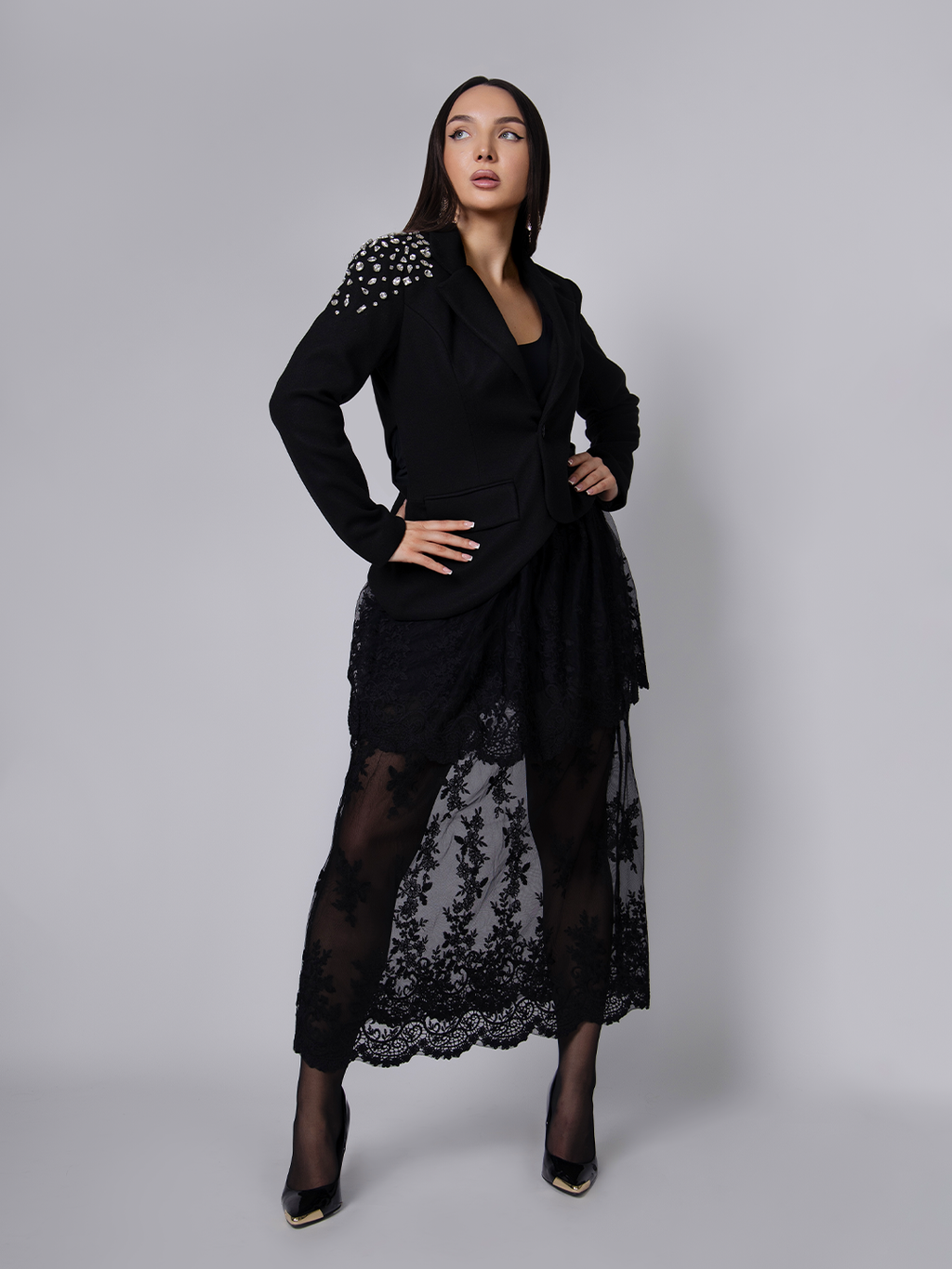 Black Bling Shoulder Jacket