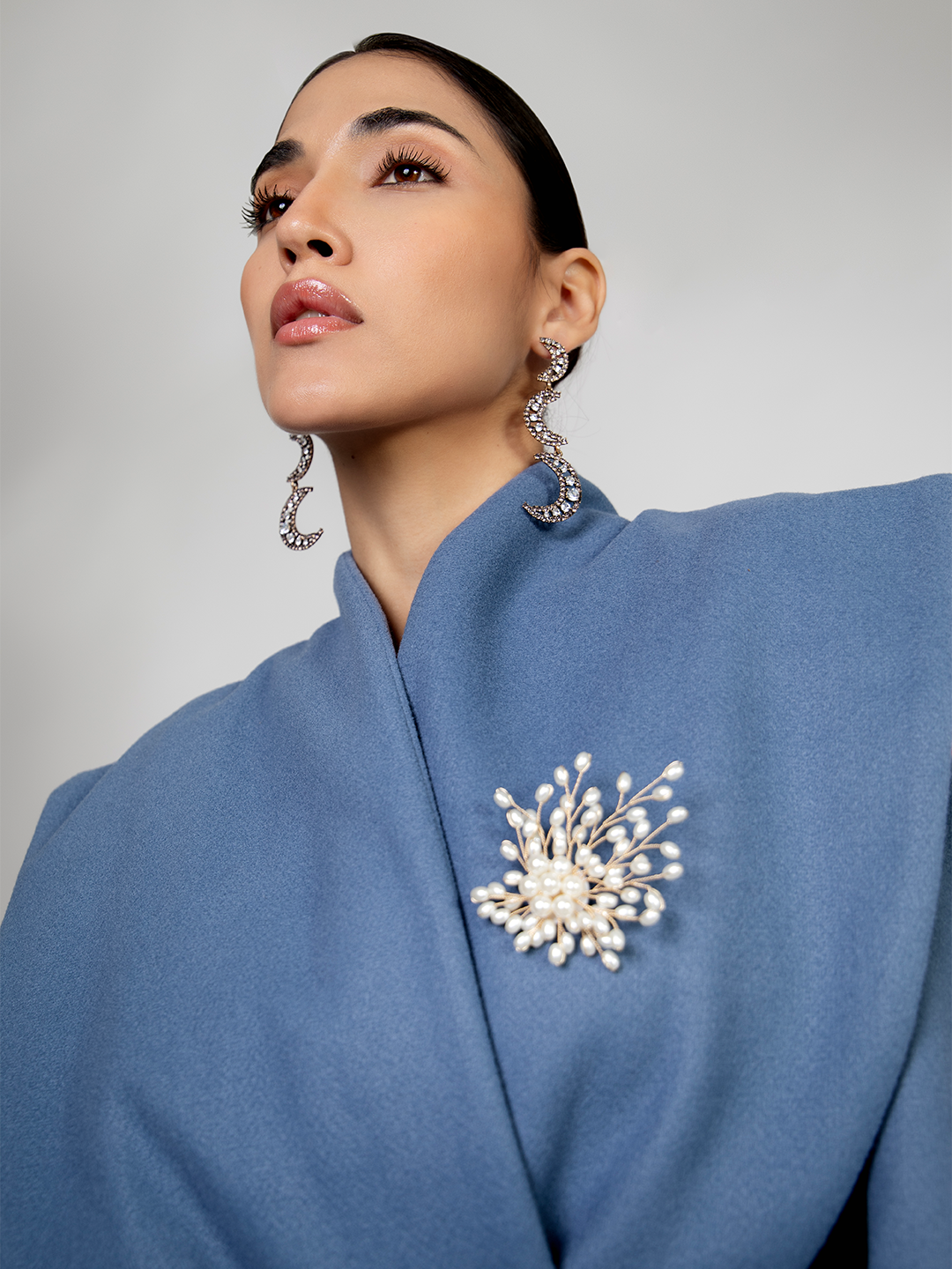 Blue Lconic Felt Jacket With Belt