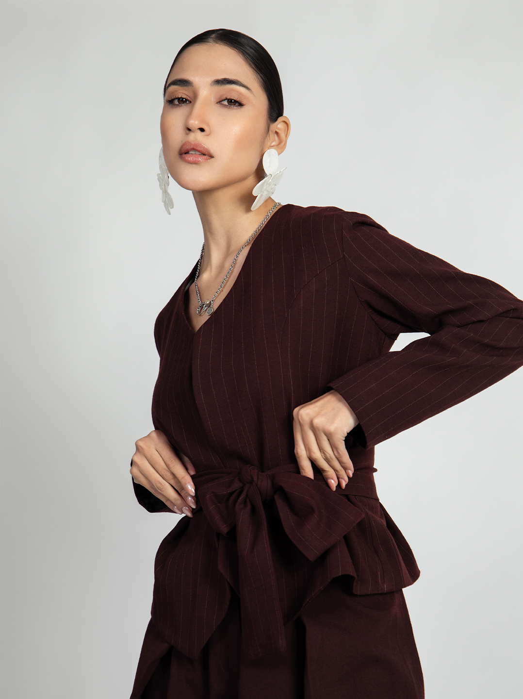 Stripped Maroon Suit