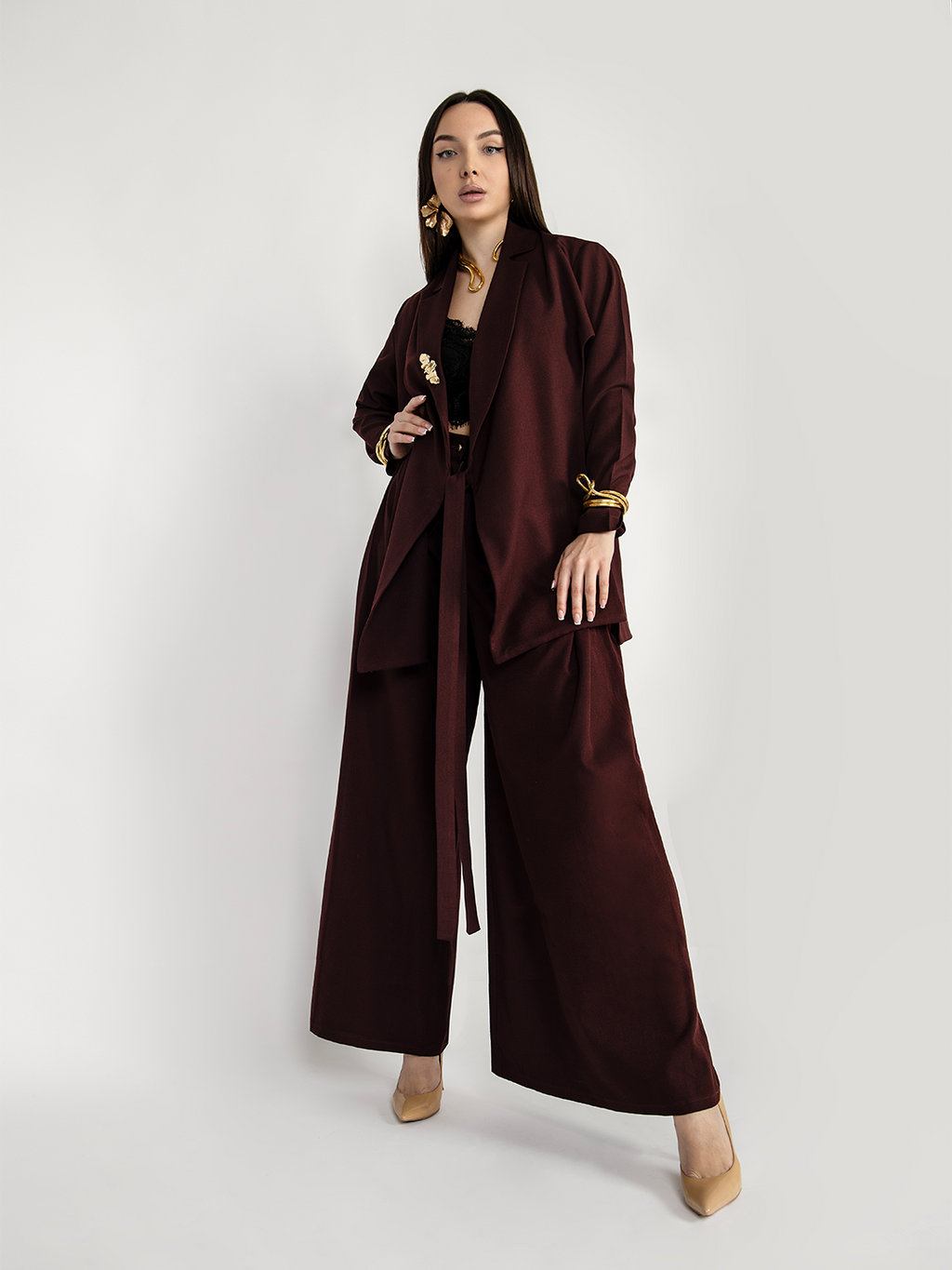 Maroon Wrap - Cut Suit