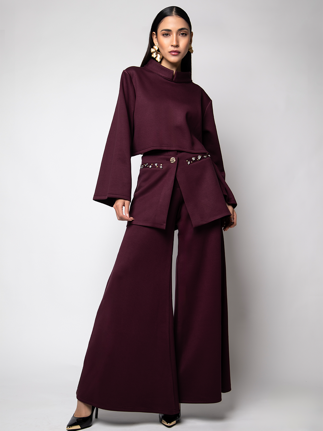 Maroon Bling Three-Piece Set