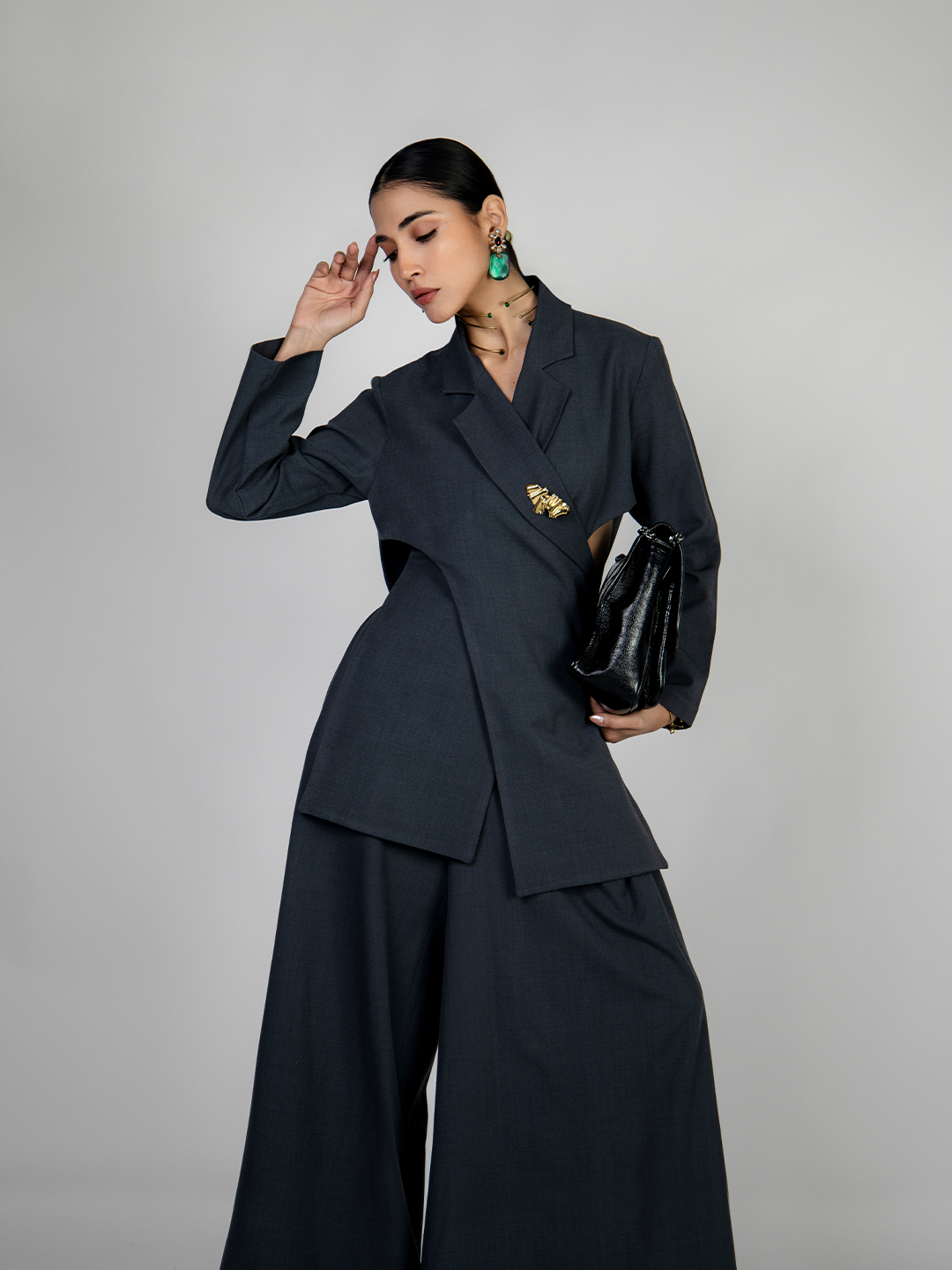 Grey Wrap-Cut Suit