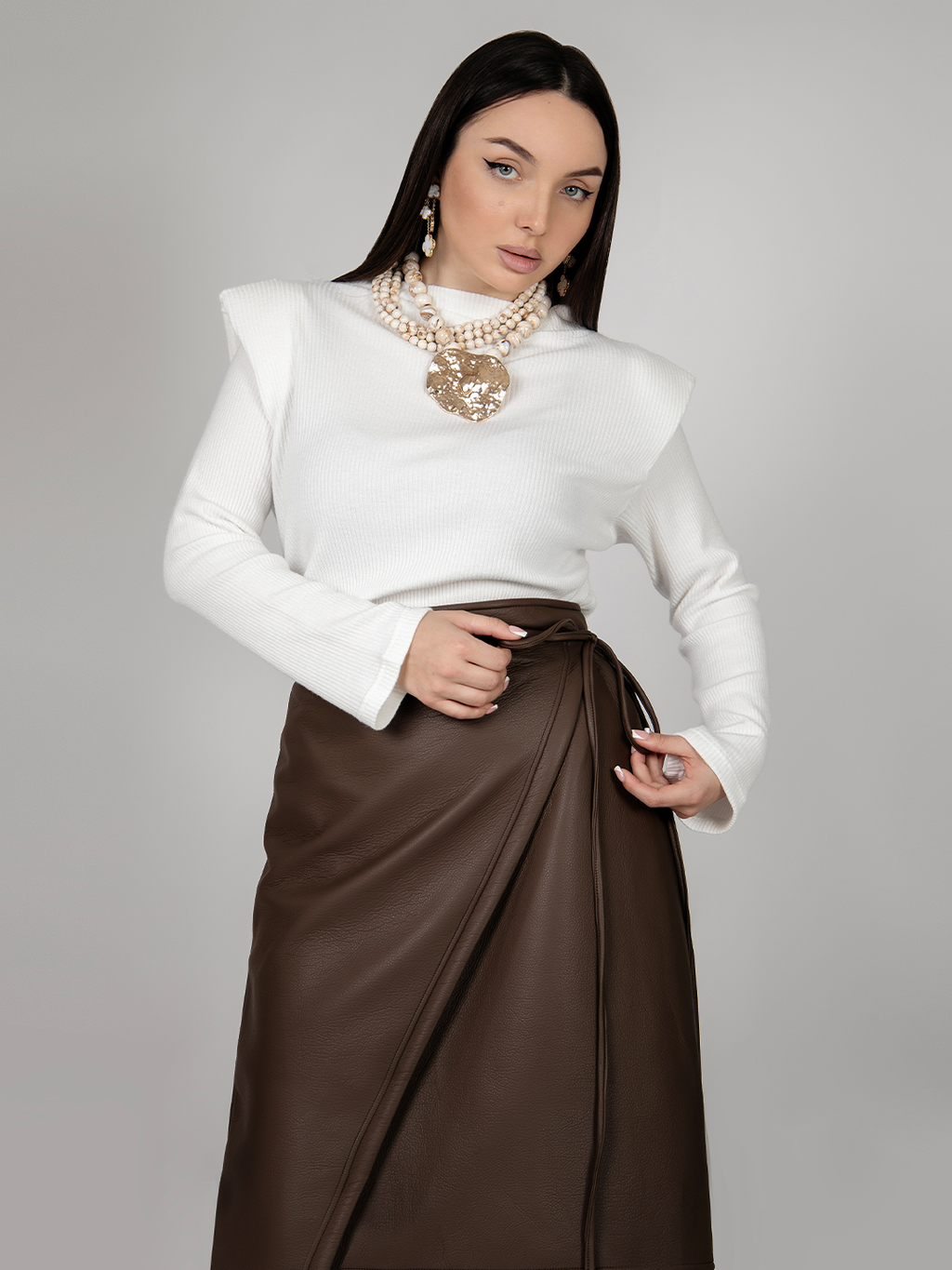 Wrap Leather Skirt