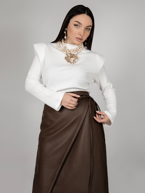 Wrap Leather Skirt